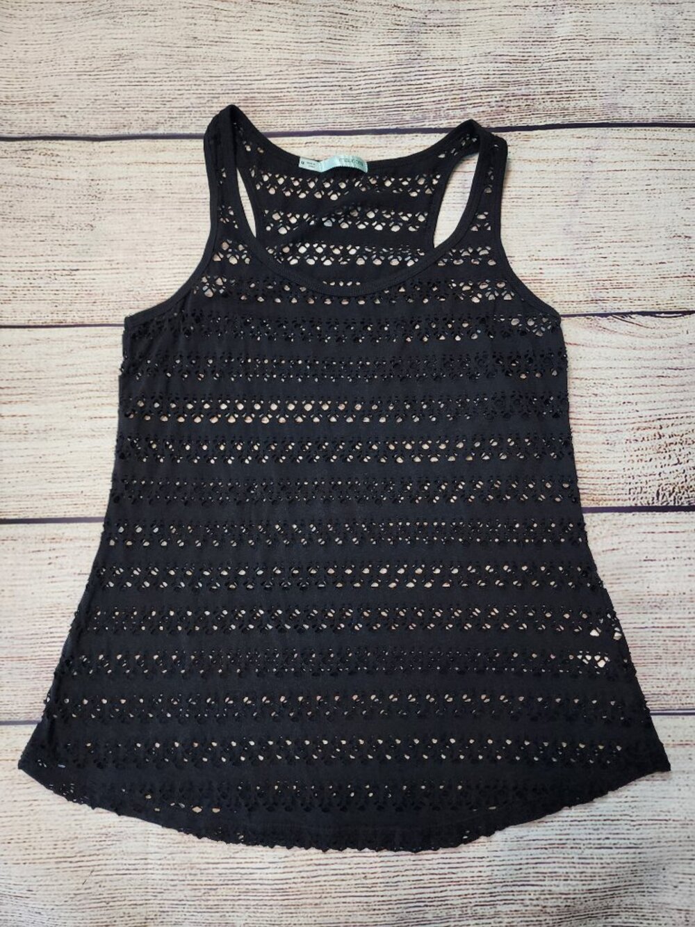 Maurices Medium Black Racerback Cutout Tank Top Layering Festival Beach Boho